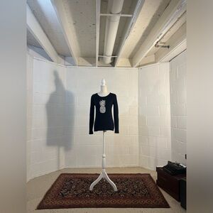 XS J. Crew Factory Navy Pineapple Cotton Crewneck